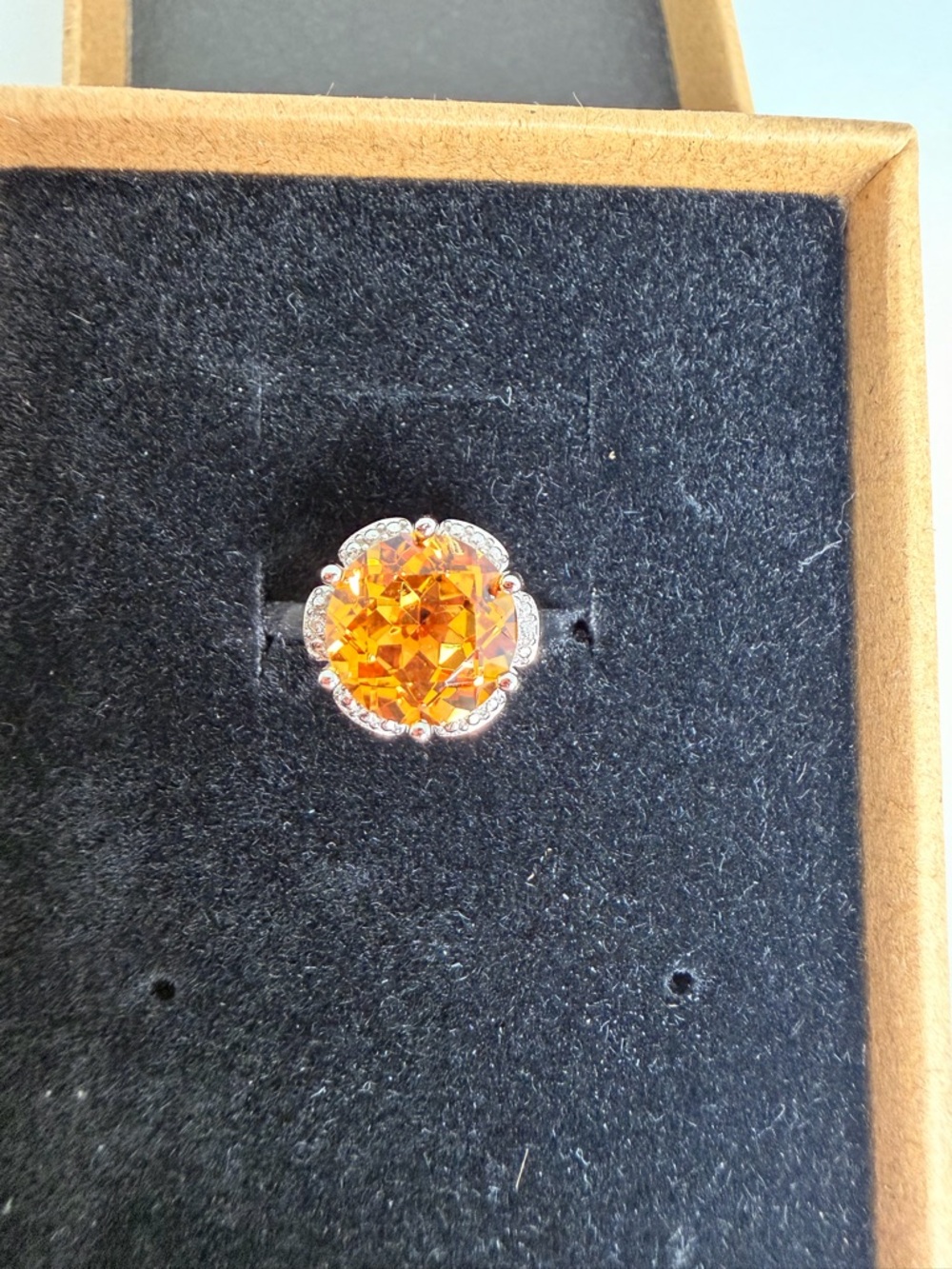 Natural Citrine with Natural Diamond accent